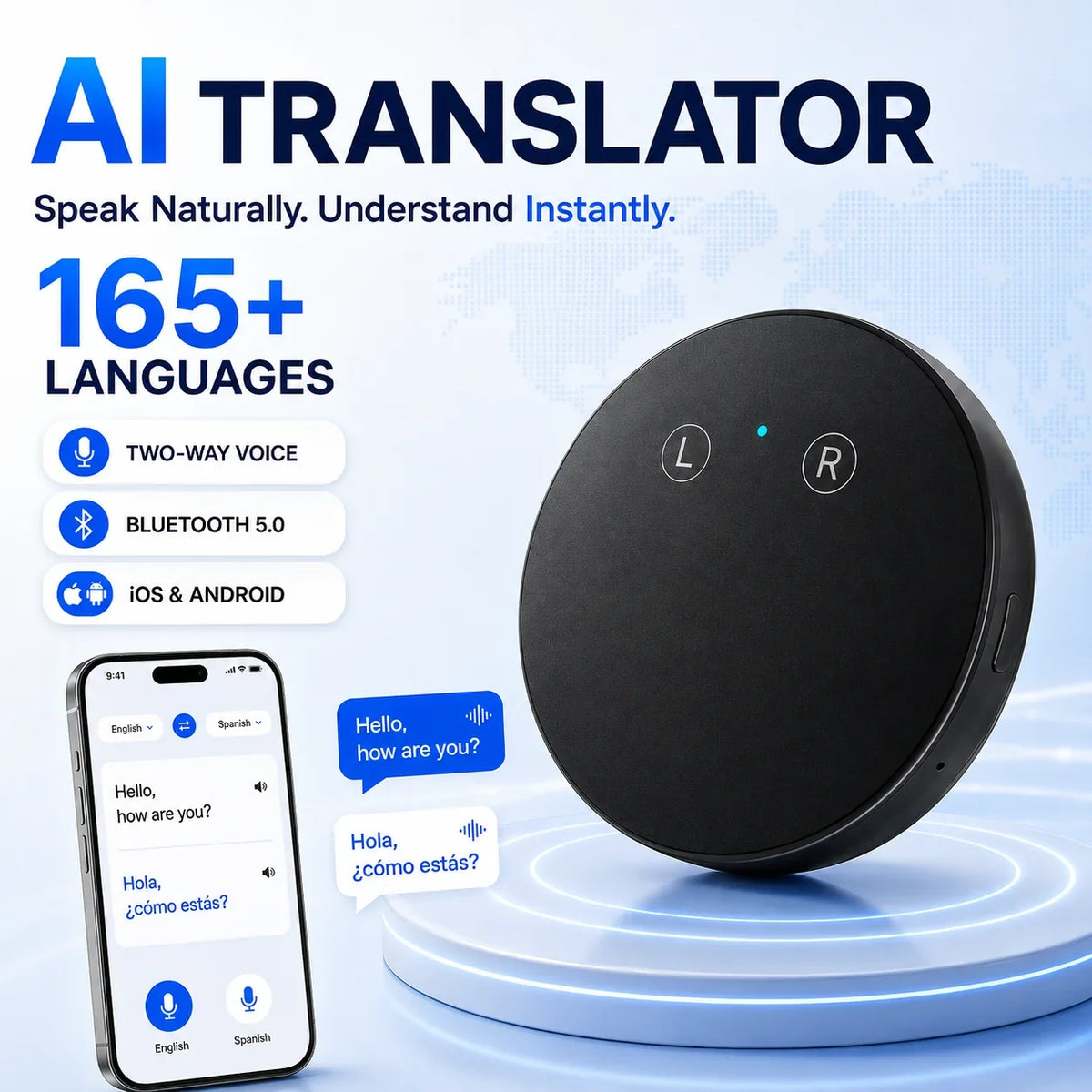 🔥LAST DAY 49% OFF🔥Handheld AI Translator Device – Real Time Voice Interpreter for Multi Language Conversations