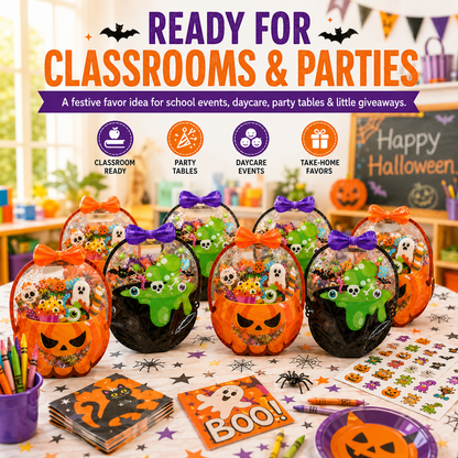 🎁50 Pcs Halloween Goodie Bags – Clear Cauldron Candy Favor Bags