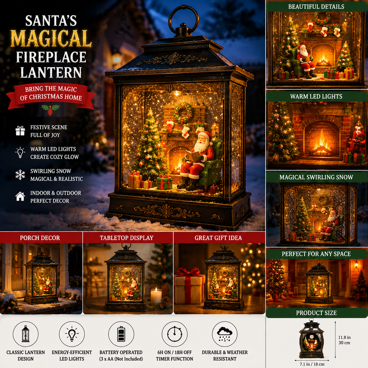 🎅 Santa’s Magical Fireplace Lantern-🎄 Bring the Magic of Christmas Home🎅