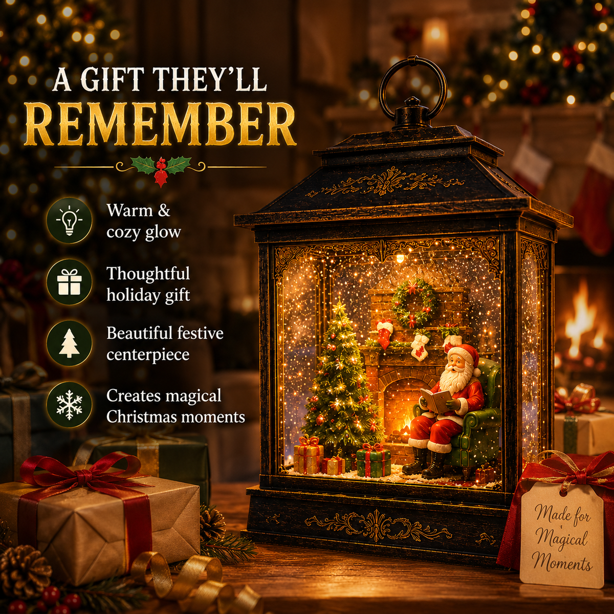 🎅 Santa’s Magical Fireplace Lantern-🎄 Bring the Magic of Christmas Home🎅