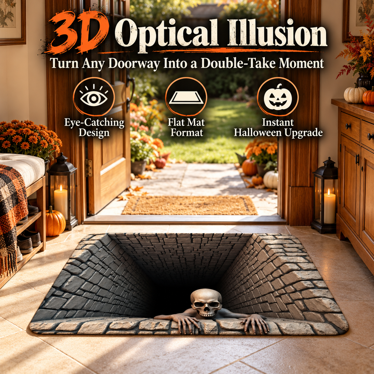 Halloween 3D Optical Illusion Door Mat