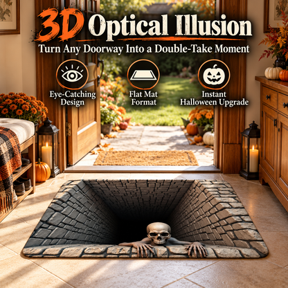 💀3D Halloween Optical Illusion Door Mat – Spooky Non-Slip Entryway Rug