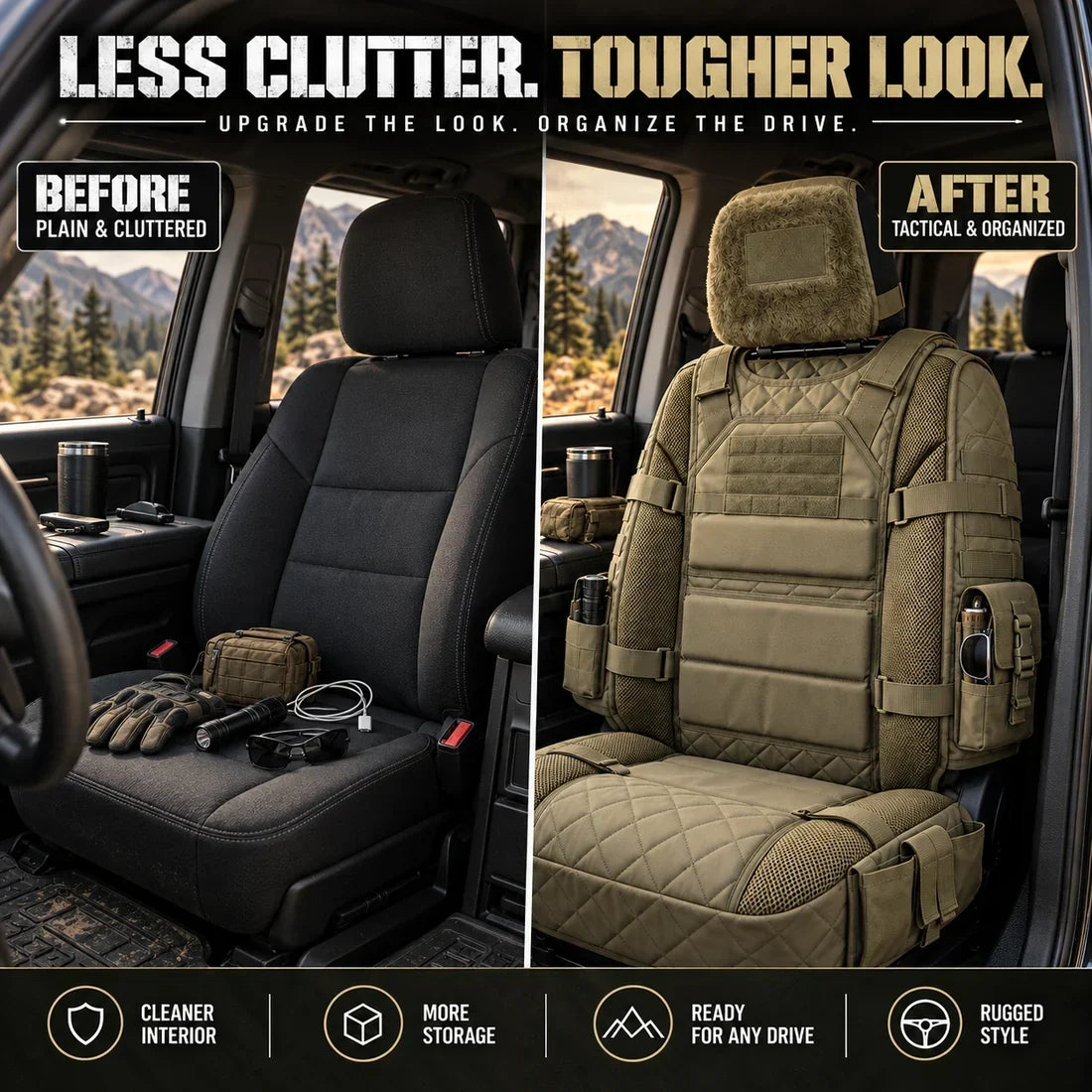 🎁Last day 49% off –🚙Heavy-Duty Tactical Truck Seat Cover, Built-In Storage, Full Seat Protection & Daily Comfort 💥