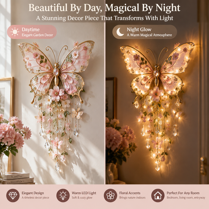 🦋 Butterfly Garden Wall Light – Warm Floral Ambient Décor