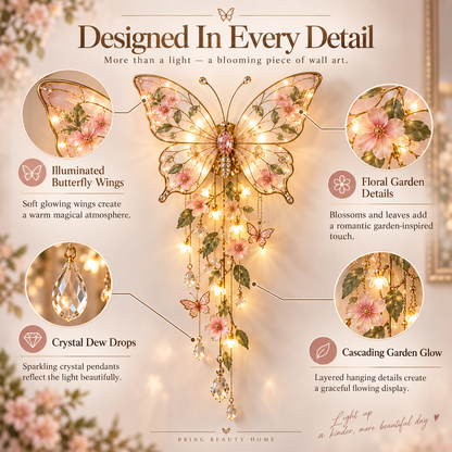 🦋 Butterfly Garden Wall Light – Warm Floral Ambient Décor