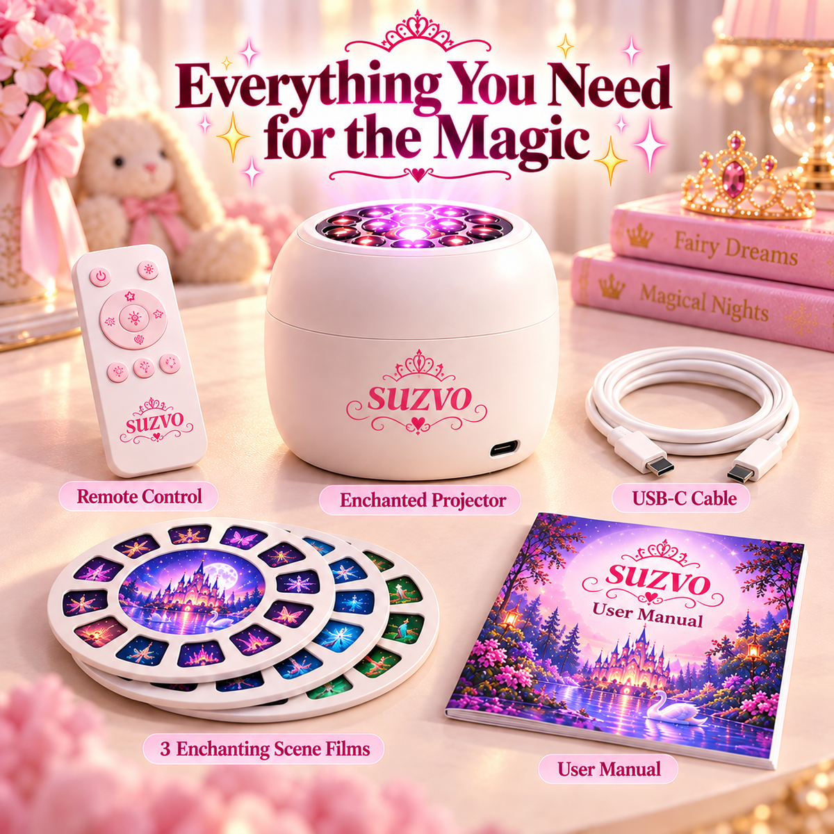 🏰 Fairytale Room Projector for Kids – Castles, Fairies & Magical Bedtime Scenes
