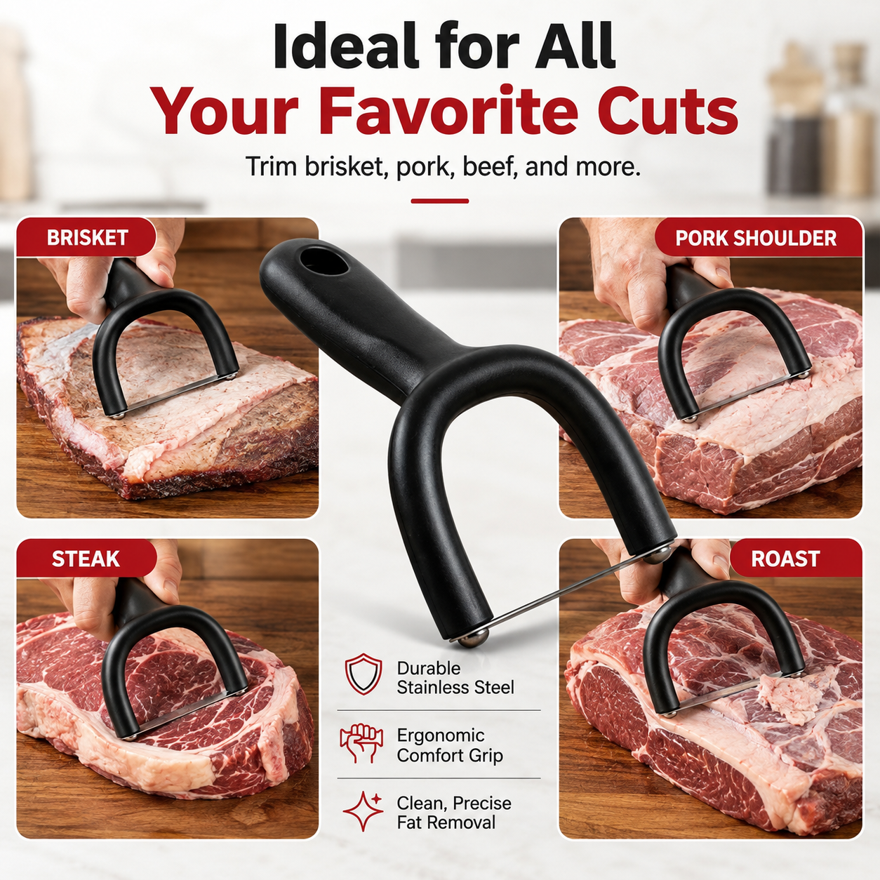 🥩 Handheld Fat Trimmer for Beef & Pork BBQ Prep