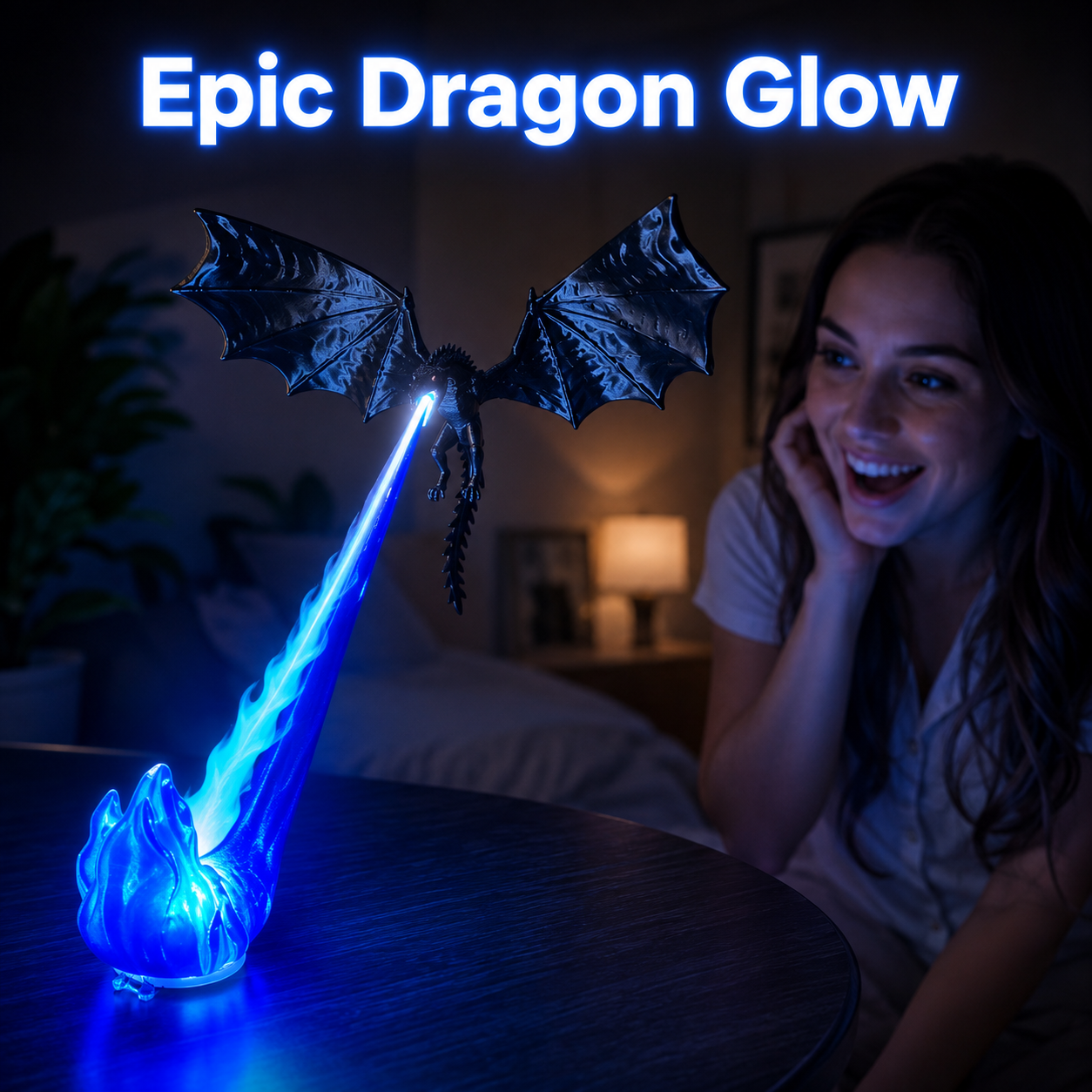🐉 Dragon Bookshelf Lamp – Fire-Breathing LED Night Light, 3D Fantasy Shelf Decor