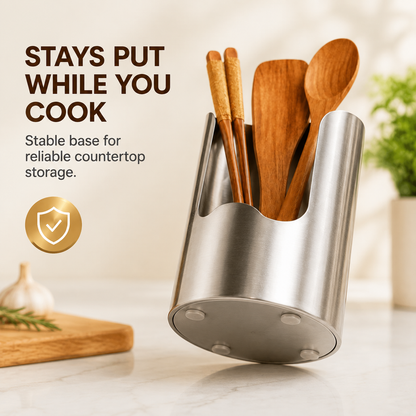 🥄 Stainless Steel Utensil Holder ✨ – Rust-Resistant Countertop Organizer for Spoons, Spatulas & Cooking Tools ✨🔪