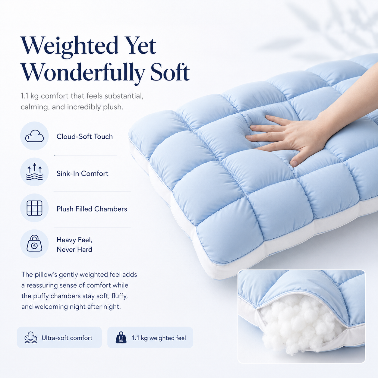 🌠💤Cloud-Like Weighted Comfort Pillow – Soft Neck Support