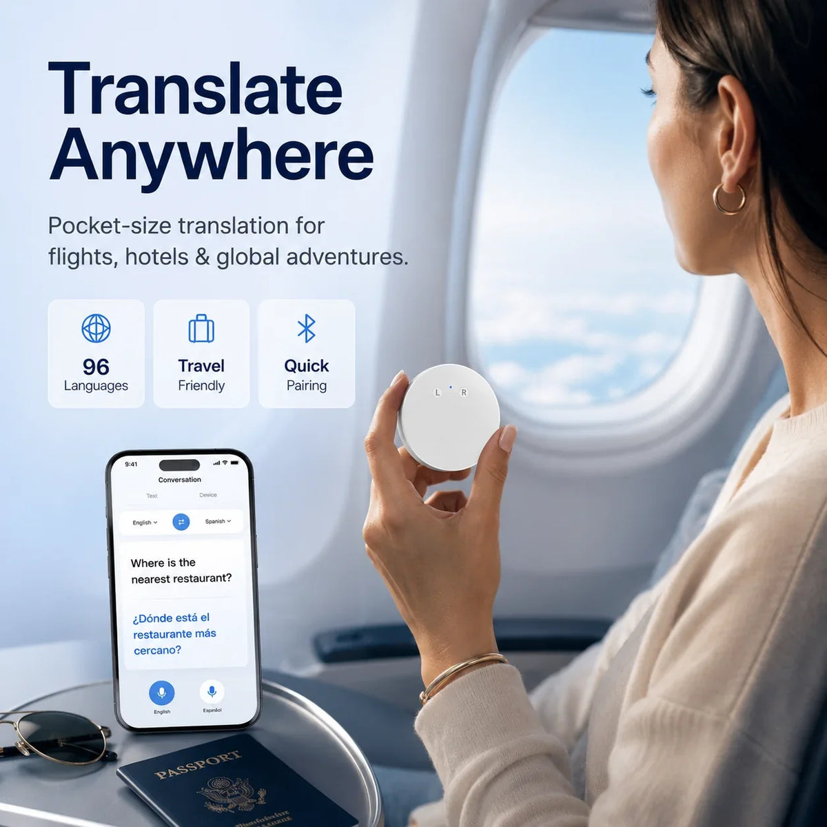 🔥LAST DAY 49% OFF🔥Handheld AI Translator Device – Real Time Voice Interpreter for Multi Language Conversations