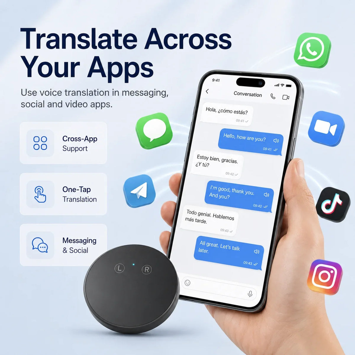 🔥LAST DAY 49% OFF🔥Handheld AI Translator Device – Real Time Voice Interpreter for Multi Language Conversations