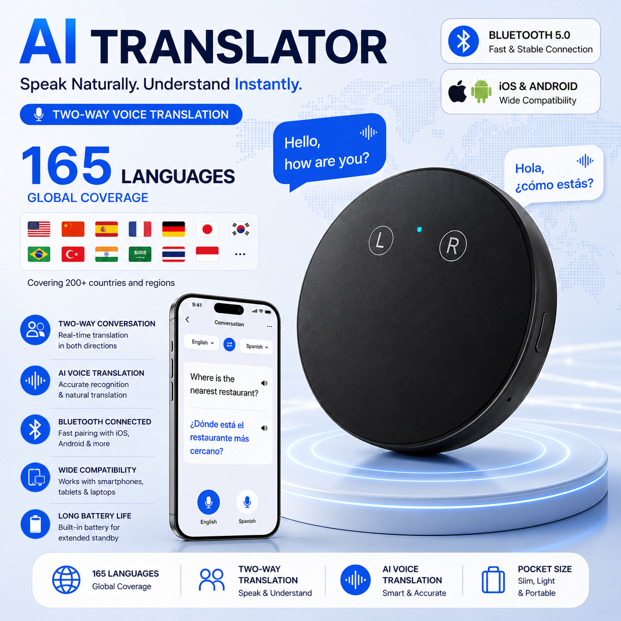 AI Pocket Translator Device