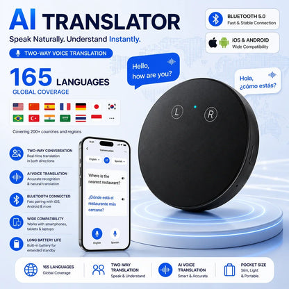 🔥LAST DAY 49% OFF🔥Handheld AI Translator Device – Real Time Voice Interpreter for Multi Language Conversations