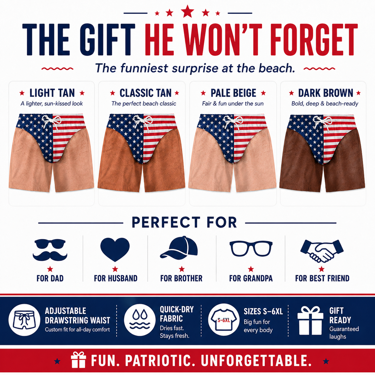 🔥Men’s Funny Gag Gift Beach Shorts