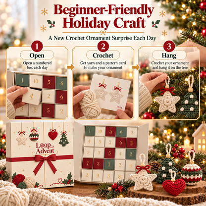 🎁🧶24-Day Crochet Christmas Advent Calendar™ – 24 Surprise DIY Ornament Kits to Make & Hang✨