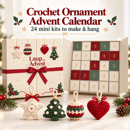 🎁🧶24-Day Crochet Christmas Advent Calendar™ – 24 Surprise DIY Ornament Kits to Make & Hang✨