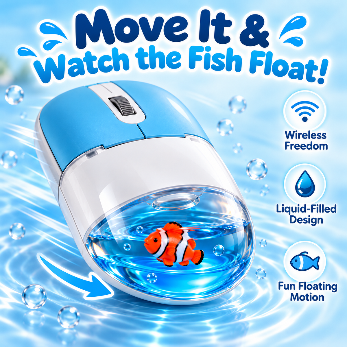 🐠✨ Mini Aquarium Liquid Wireless Mouse – Cute Floating Animal Design & Unique Desk Gift 🎁