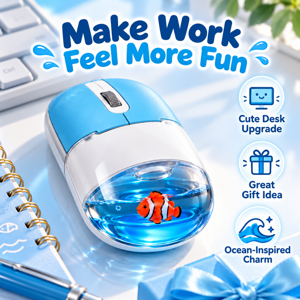 🐠✨ Mini Aquarium Liquid Wireless Mouse – Cute Floating Animal Design & Unique Desk Gift 🎁