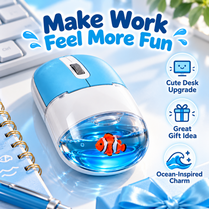 🐠✨ Mini Aquarium Liquid Wireless Mouse – Cute Floating Animal Design & Unique Desk Gift 🎁