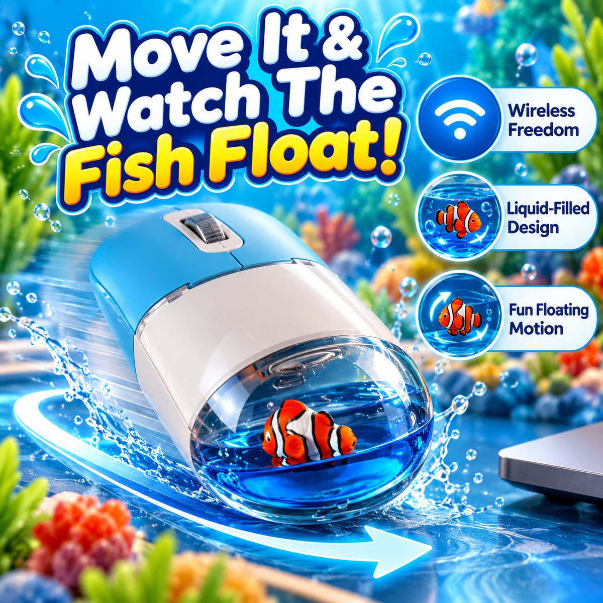 🐠✨ Mini Aquarium Liquid Wireless Mouse – Cute Floating Animal Design & Unique Desk Gift 🎁