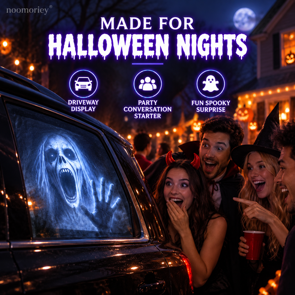 🕷️Halloween Window Projector – 16 Spooky Films, USB Powered