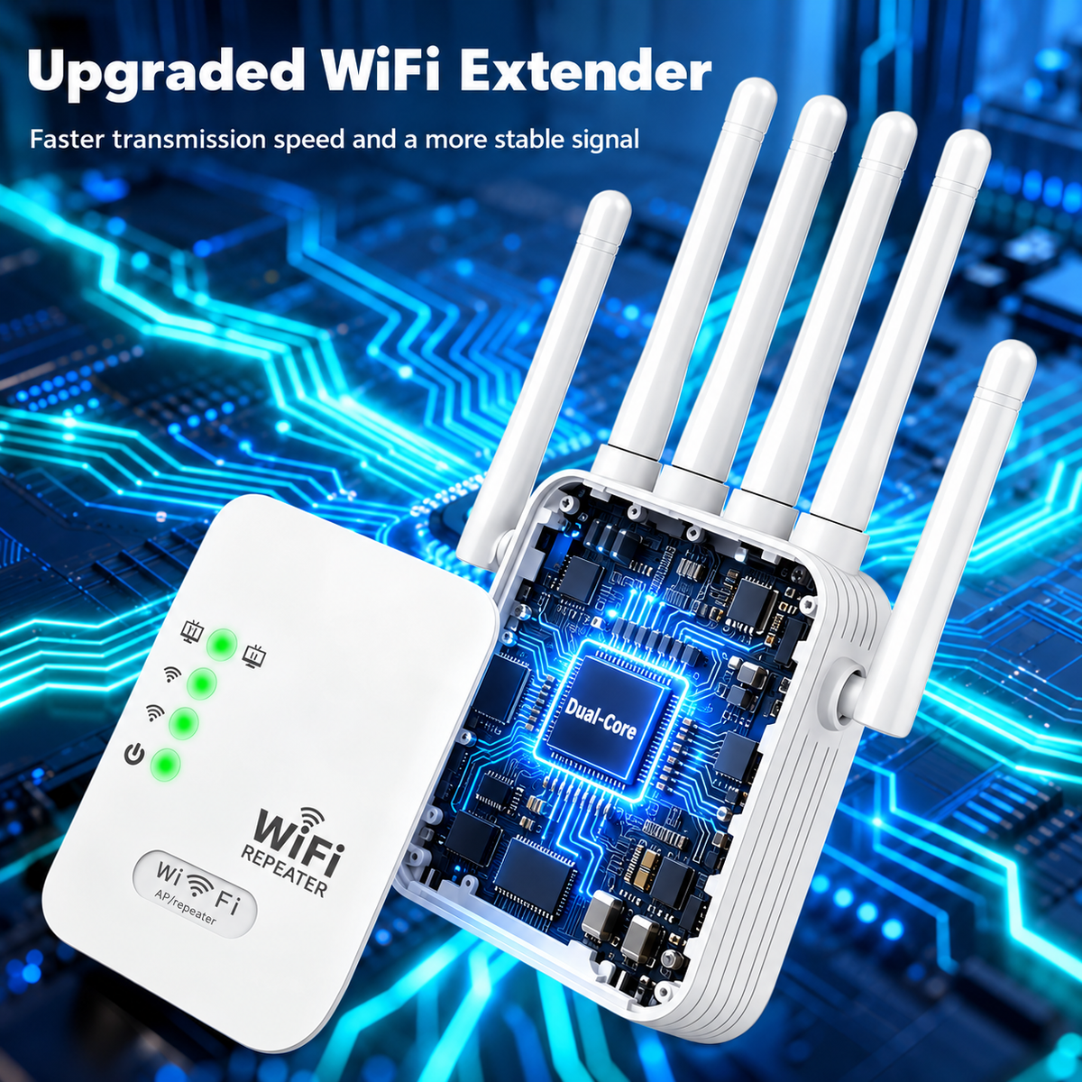 🛜Whole-Home WiFi Extender – Up to 9,800 Sq Ft Coverage with 6 External Antennas🔥