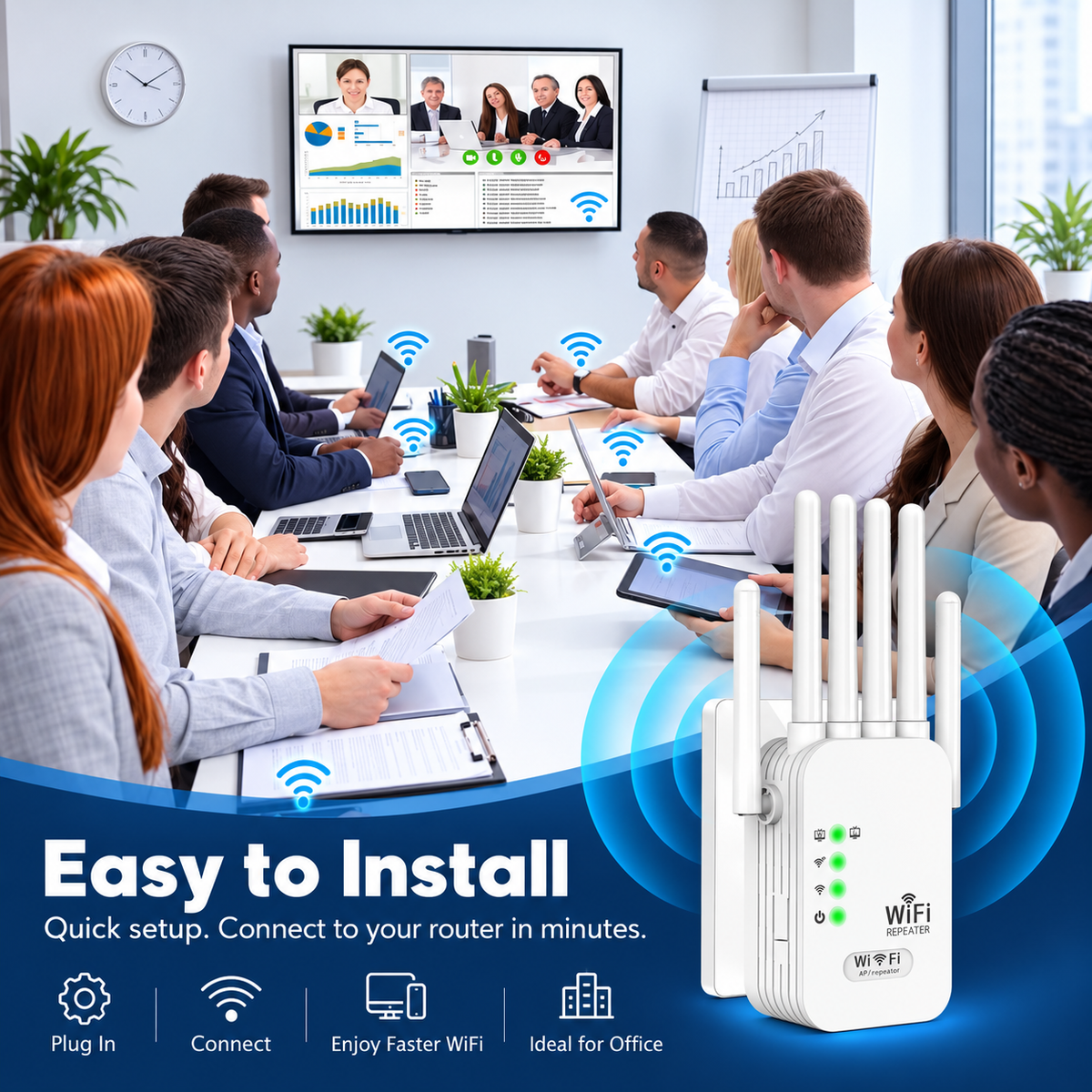 🛜Whole-Home WiFi Extender – Up to 9,800 Sq Ft Coverage with 6 External Antennas🔥