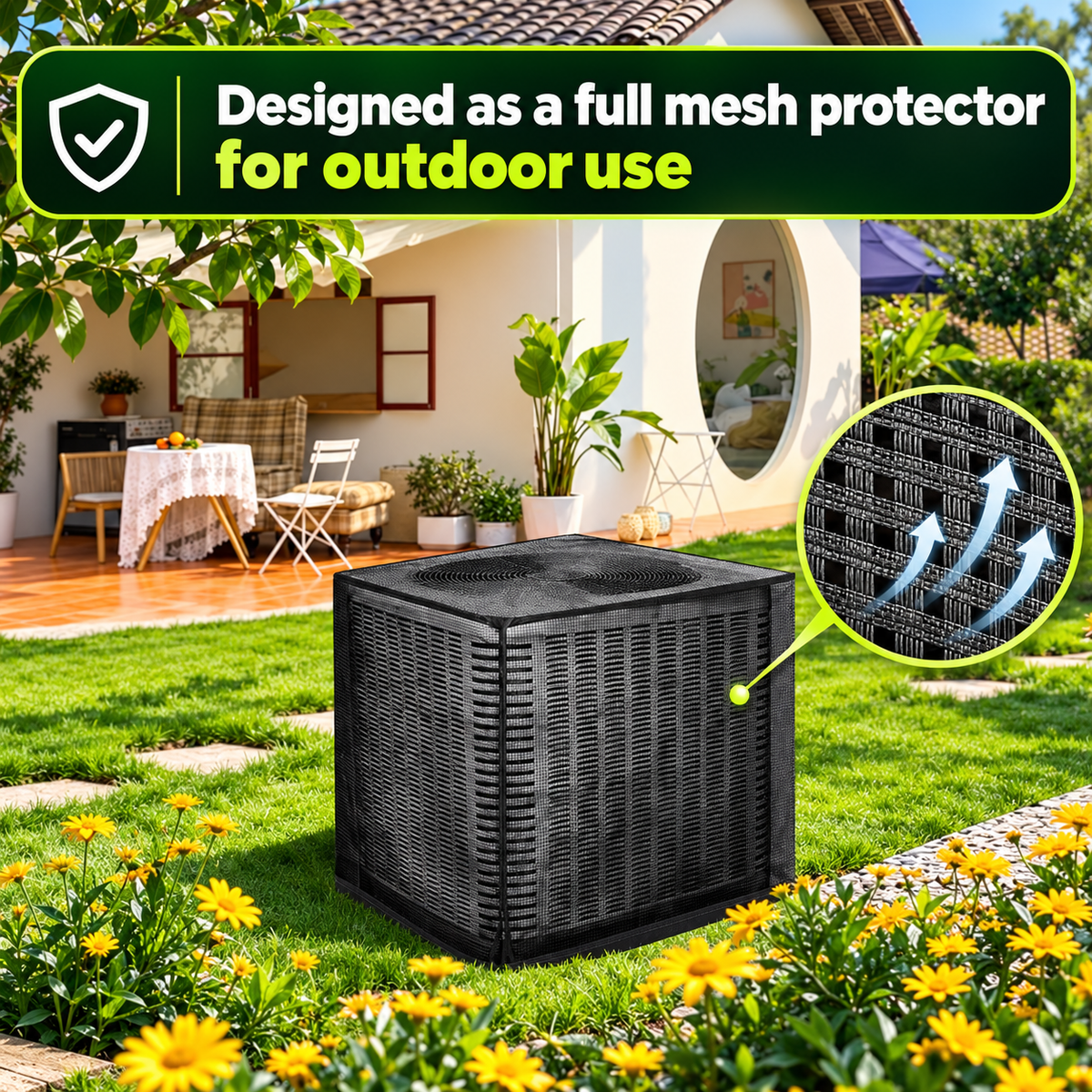 ❄️Heavy-Duty Full Mesh Outdoor Air Conditioner Cover – All-Season AC Protector