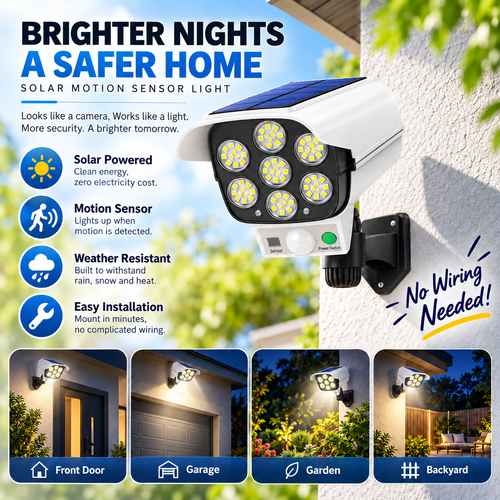 🚨 Solar Simulated Surveillance Camera Light | Motion Sensor + Remote Control + No Wiring ☀️