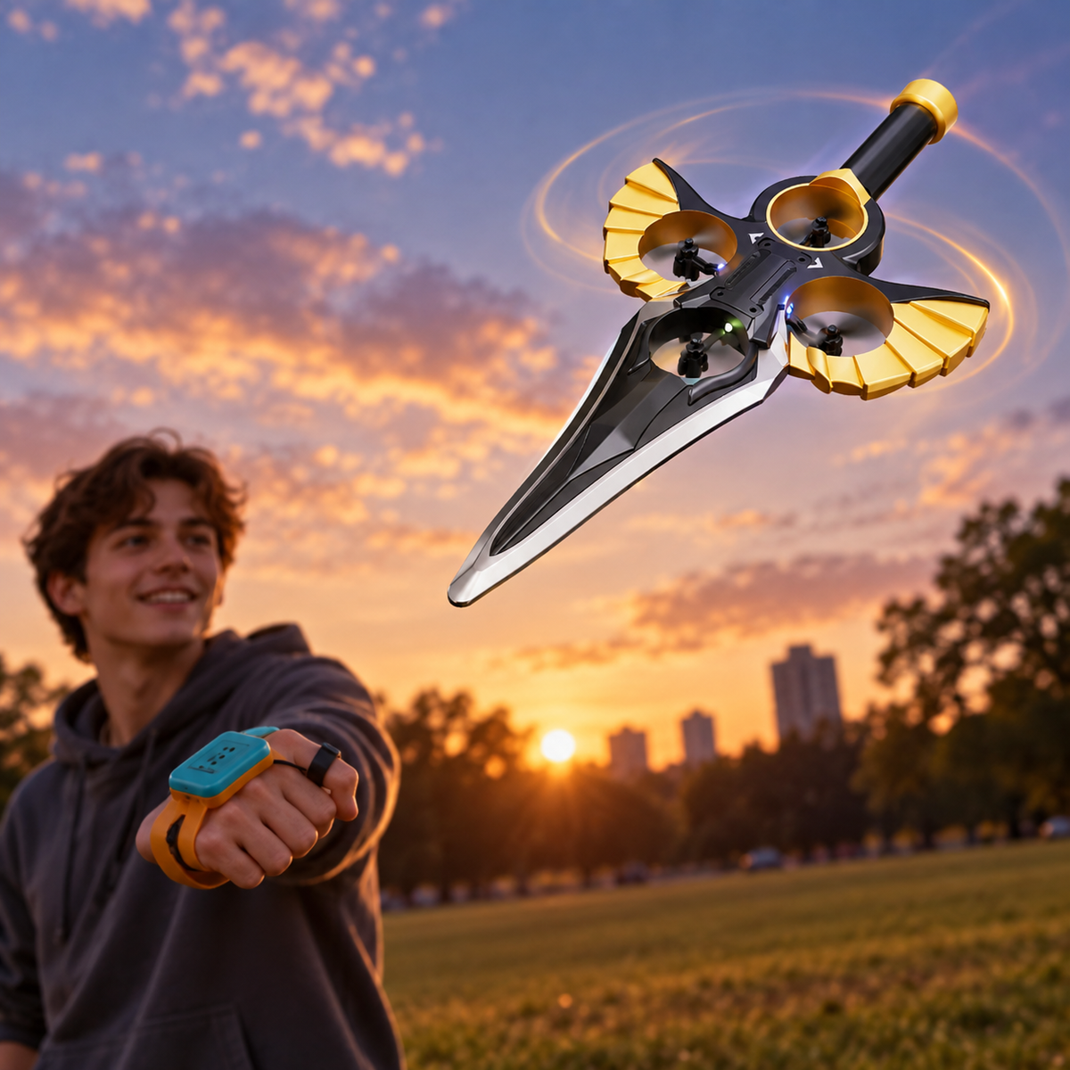 ⚔️ Gesture-Control Flying Sword toy| 360° Stunts & LED Night Flight ✨