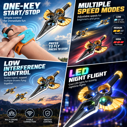 ⚔️ Gesture-Control Flying Sword toy| 360° Stunts & LED Night Flight ✨