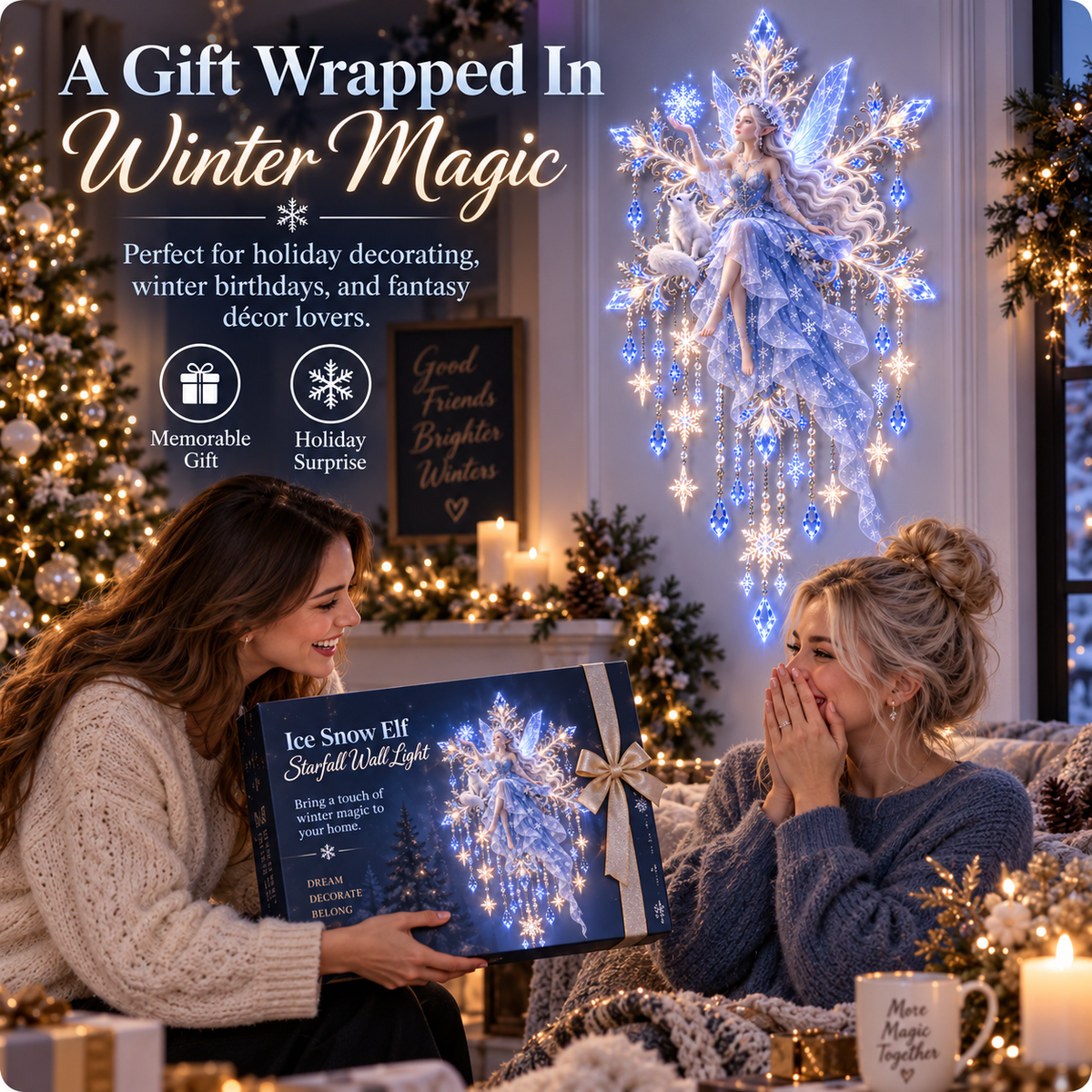 🔥Last Day 50% OFF❄️Ice Snow Elf Starfall Wall Light