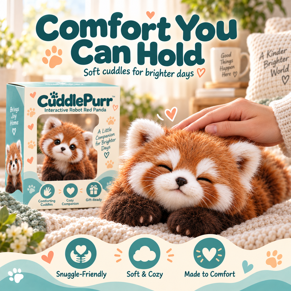 🐾❤️ CuddlePurr™ Red Panda – Interactive Plush Companion | A Little Friend, A Lot of Love🐾
