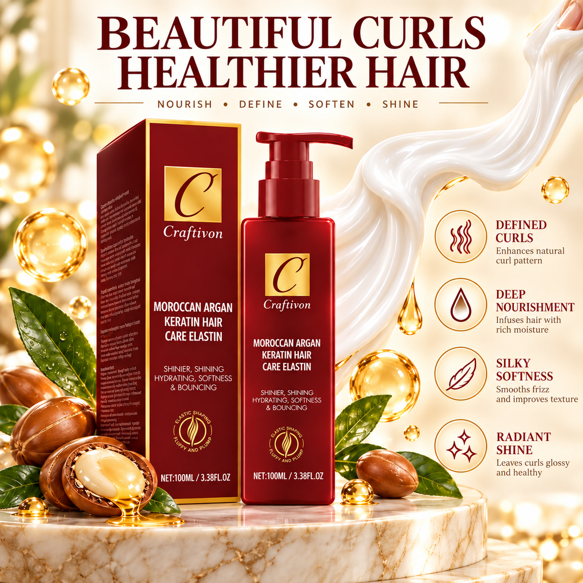 ✨ Curl Defining Cream – Soft, Frizz-Control Definition for Waves, Curls & Coils