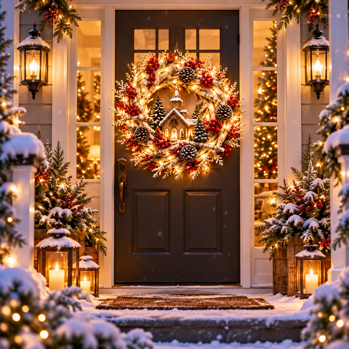 🔥 LAST DAY 49% OFF! ❤️ Snowy Birch Cardinal Christmas Wreath – Lighted Holiday Door Decor with Red Cardinals ✨