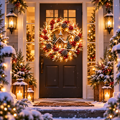 🔥 LAST DAY 49% OFF! ❤️ Snowy Birch Cardinal Christmas Wreath – Lighted Holiday Door Decor with Red Cardinals ✨
