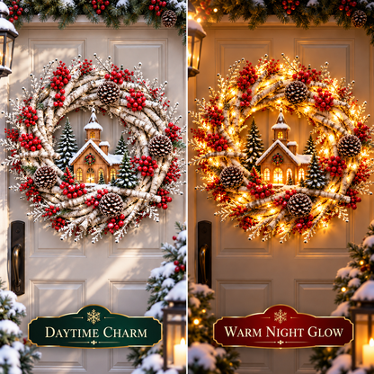 🔥 LAST DAY 49% OFF! ❤️ Snowy Birch Cardinal Christmas Wreath – Lighted Holiday Door Decor with Red Cardinals ✨