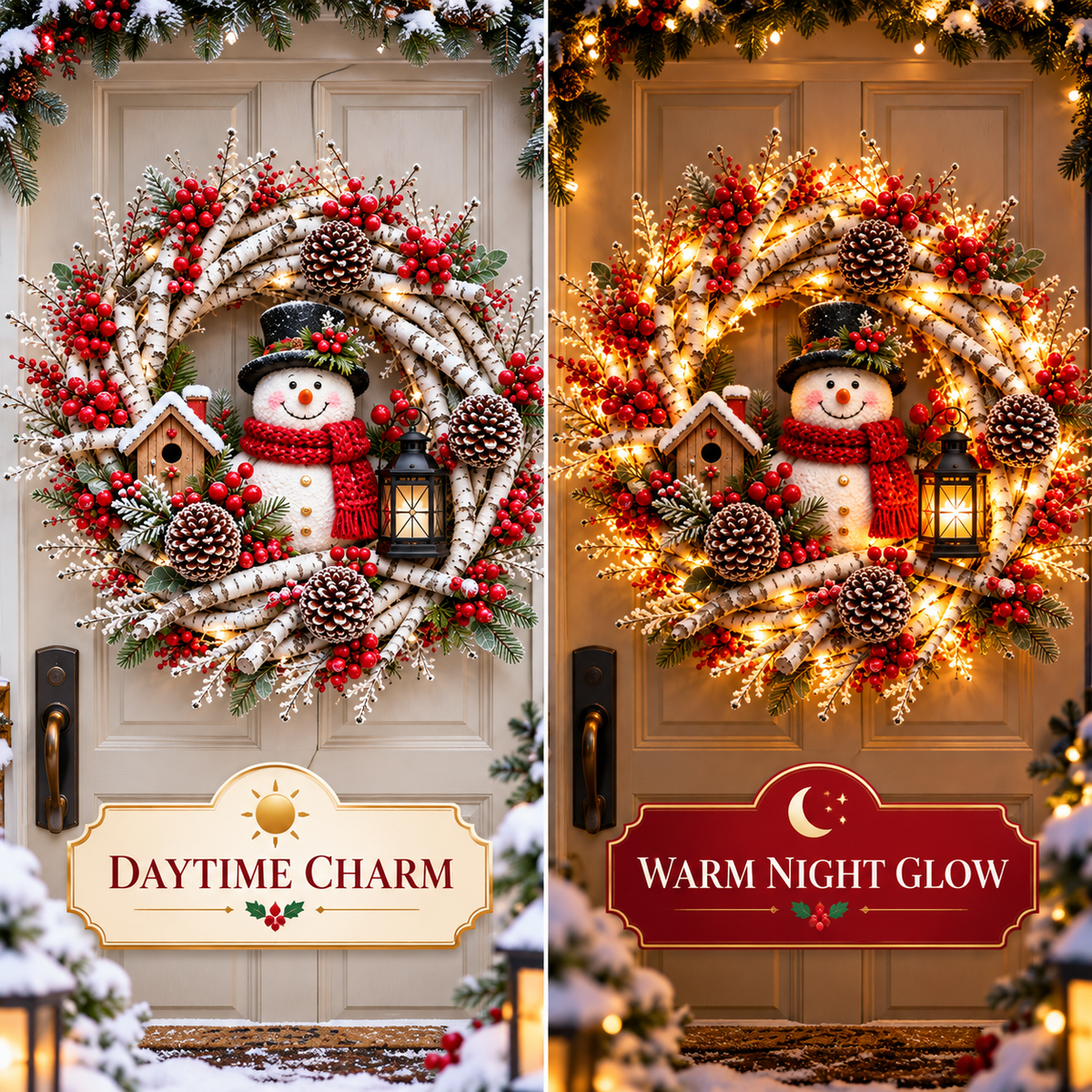 🔥 LAST DAY 49% OFF! ❤️ Snowy Birch Cardinal Christmas Wreath – Lighted Holiday Door Decor with Red Cardinals ✨