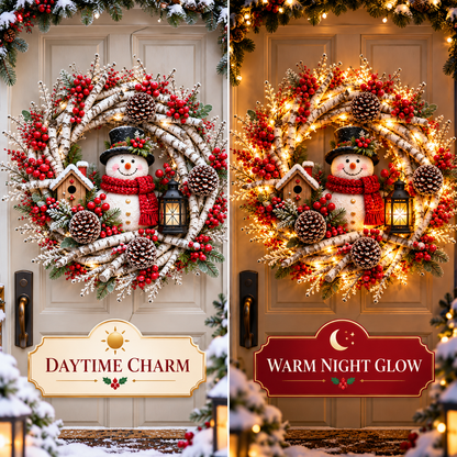 🔥 LAST DAY 49% OFF! ❤️ Snowy Birch Cardinal Christmas Wreath – Lighted Holiday Door Decor with Red Cardinals ✨
