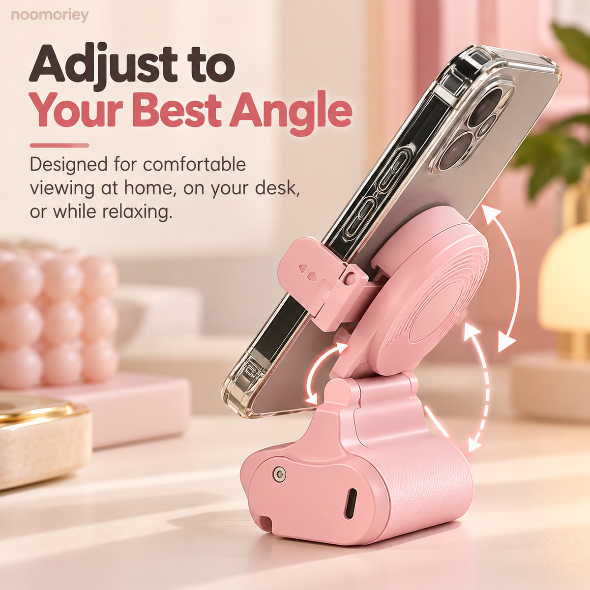 📱✨ HOT SALE 🔥 Hands-Free Phone Stand with Scroll Remote – Adjustable Folding Holder for Bedside, Desk & Everyday Viewing👀