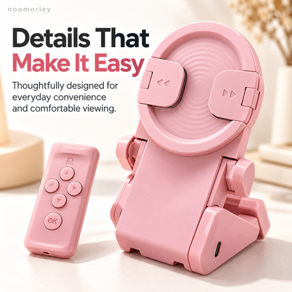 📱✨ HOT SALE 🔥 Hands-Free Phone Stand with Scroll Remote – Adjustable Folding Holder for Bedside, Desk & Everyday Viewing👀