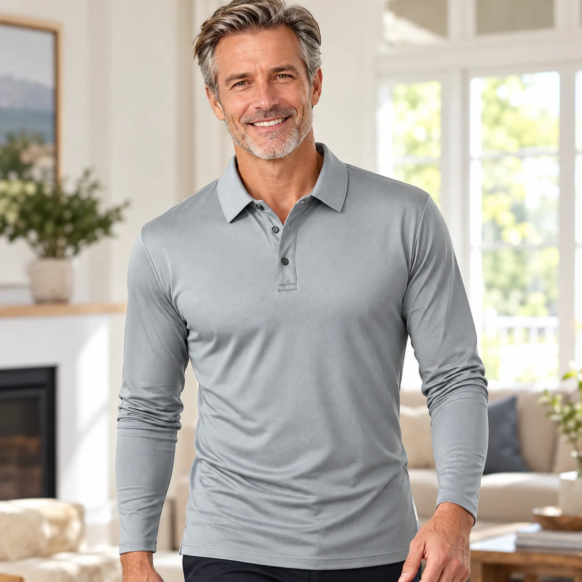 ✨Men's Premium Stretch Long Sleeve Polo Shirt