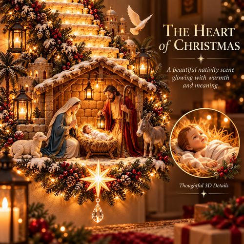 ⏳ 49% OFF ✨ Jesus Light of Heaven Nativity Wall Hanging – Christmas Decor ✝️