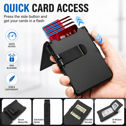 🔥RFID Blocking Minimalist Pop-Up Wallet | One-Second Card Eject Design & Ultra Slim Pocket Wallet