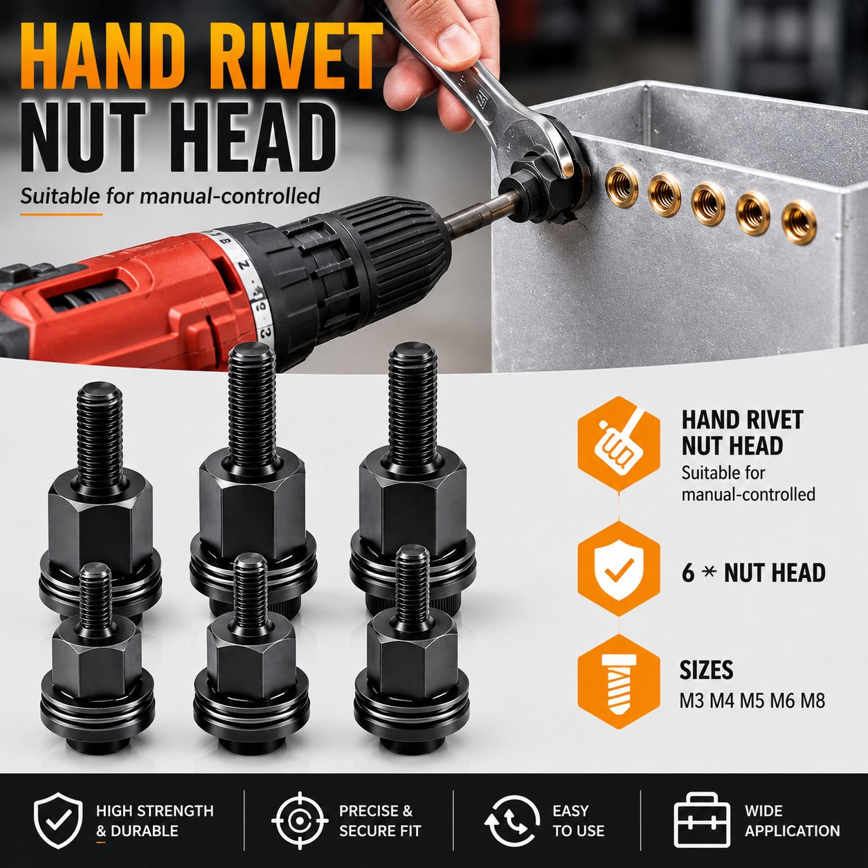 🛠️  Rivet Nut Tool – M3-M8 Rivnut Kit, Carbon Steel Manual Riveter, Auto Repair & Workshop Use