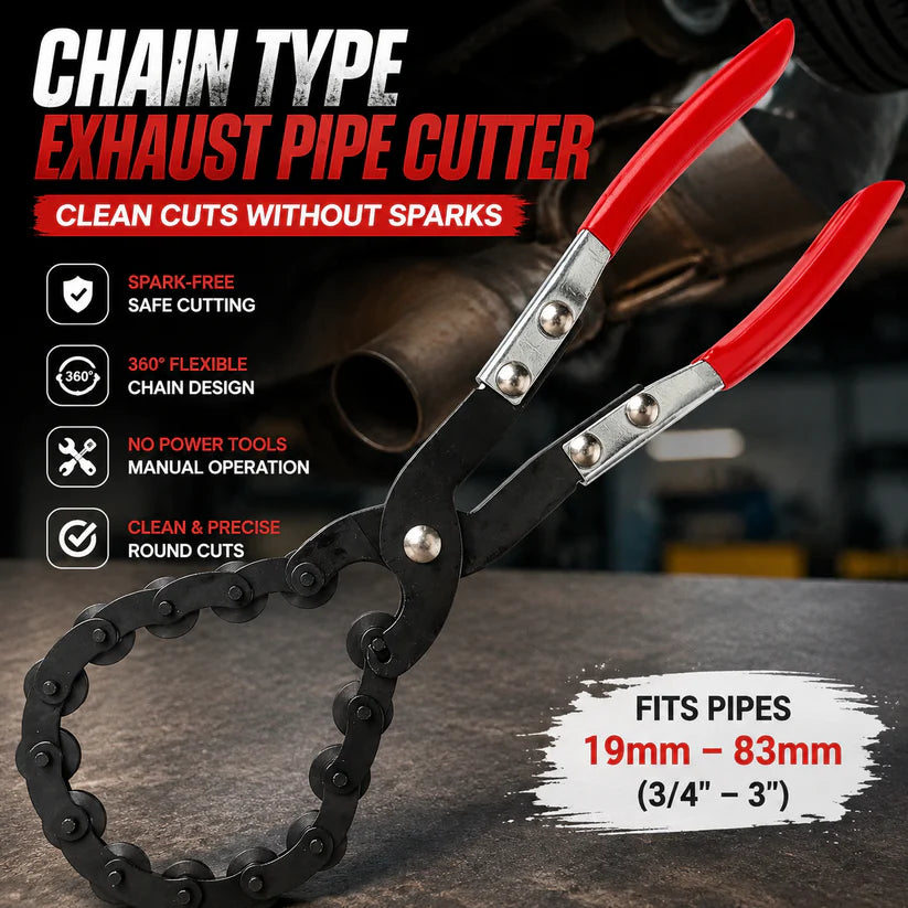 ✨ Chain Exhaust Pipe Cutter | Spark-Free 360° Manual Tube Cutting Tool