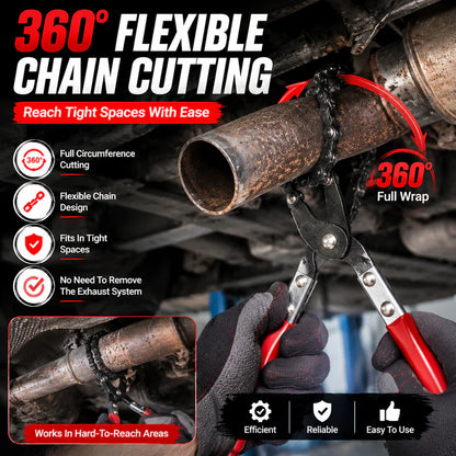 ✨ Chain Exhaust Pipe Cutter | Spark-Free 360° Manual Tube Cutting Tool