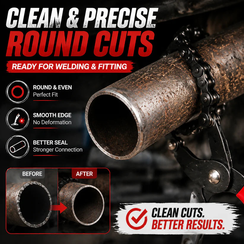 ✨ Chain Exhaust Pipe Cutter | Spark-Free 360° Manual Tube Cutting Tool
