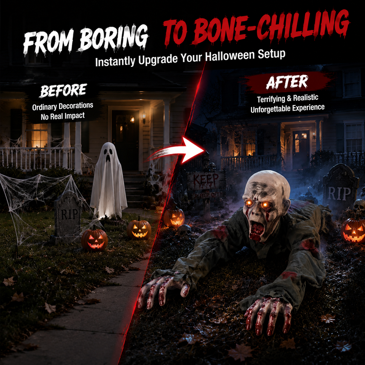🎃 Limited-Time Halloween Sale | Animated Crawling Ghost with Glowing Eyes – 110cm Horror Decoration